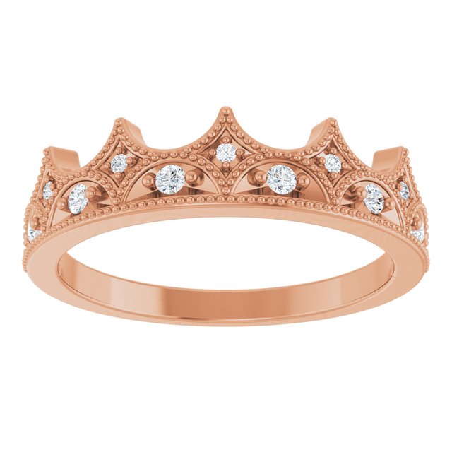 14K Rose 1/10 CTW Natural Diamond Crown Ring